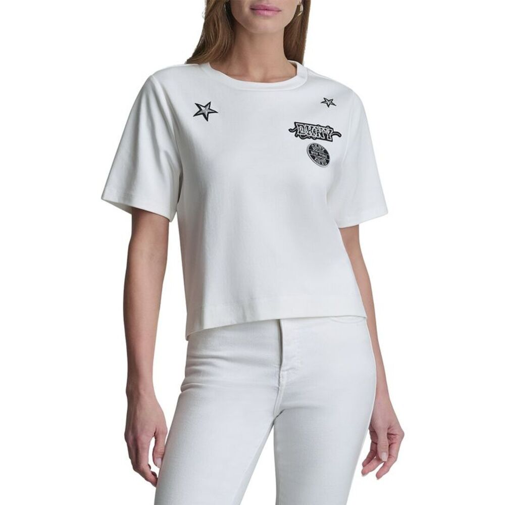 Dkny Womens  1989 Pins & Patches Shirt, White